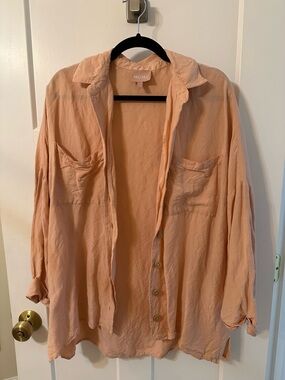 Show me your Mumu Peach Button-Front Shirt linen oversized